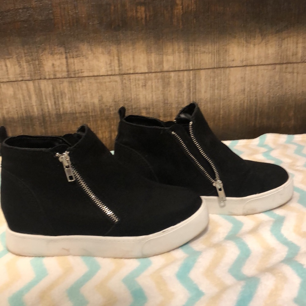 Faux suede black fashion sneakers